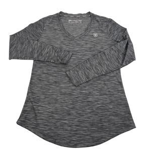 Ariattek V Neck Heat Series Ariat‎ Gray Heathered Long Sleeve Shirt  M